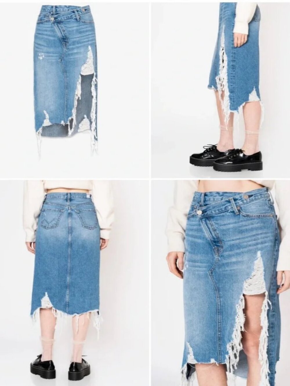 Noend Denim Jackie Crossover Midi Skirt